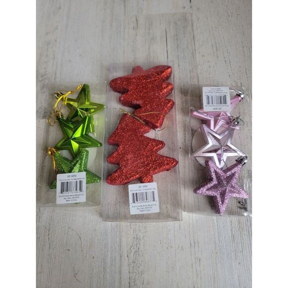 Enchanted Forest glitter tree star ornament set Xmas shatterproof - Picture 5 of 8